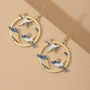 Crane drop earrings